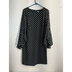 Womans Shelby & Palmer Sheath Dress Polka Dot 12 Black White Knee Length